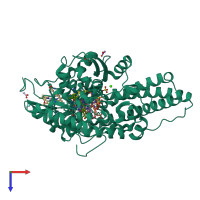 PDB entry 3bnj coloured by chain, top view.
