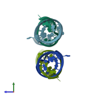 PDB entry 3bnn coloured by chain, side view.