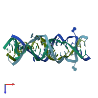 PDB entry 3bnn coloured by chain, top view.