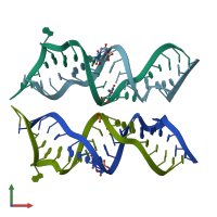 PDB entry 3bno coloured by chain, front view.