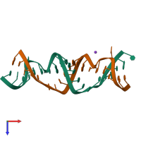 PDB entry 3bnp coloured by chain, top view.