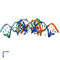 PDB entry 3bnq coloured by chain, top view.