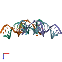 PDB entry 3bnr coloured by chain, top view.