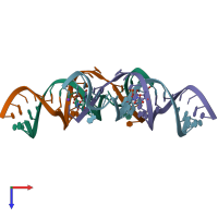 PDB entry 3bns coloured by chain, top view.