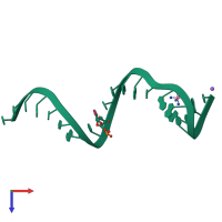 PDB entry 3bnt coloured by chain, top view.