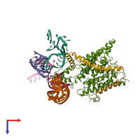 PDB entry 3bo0 coloured by chain, top view.