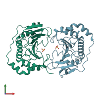 PDB entry 3bo6 coloured by chain, front view.