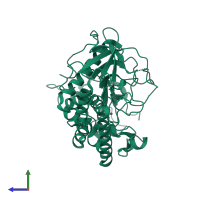 PDB entry 3bon coloured by chain, side view.