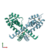 PDB entry 3boq coloured by chain, front view.