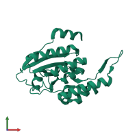 PDB entry 3bpp coloured by chain, front view.