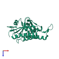 PDB entry 3bpp coloured by chain, top view.