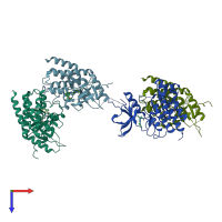 PDB entry 3bpr coloured by chain, top view.