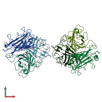 PDB entry 3bq4 coloured by chain, front view.