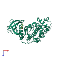 PDB entry 3bqc coloured by chain, top view.