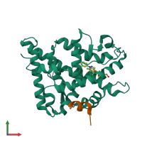 PDB entry 3bqd coloured by chain, front view.