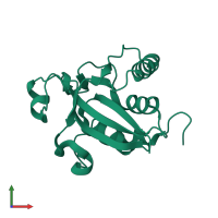 PDB entry 3bqe coloured by chain, front view.