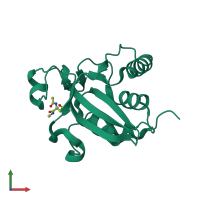 PDB entry 3bqf coloured by chain, front view.