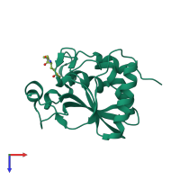 PDB entry 3bqf coloured by chain, top view.