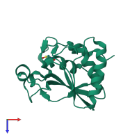 PDB entry 3bqg coloured by chain, top view.