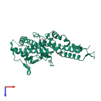 PDB entry 3bqk coloured by chain, top view.