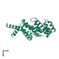 PDB entry 3bqo coloured by chain, top view.