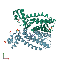 PDB entry 3bqz coloured by chain, front view.