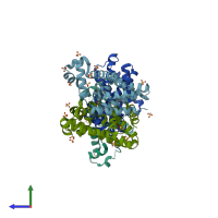 PDB entry 3br1 coloured by chain, side view.