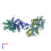 PDB entry 3br1 coloured by chain, top view.