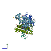 PDB entry 3br2 coloured by chain, side view.