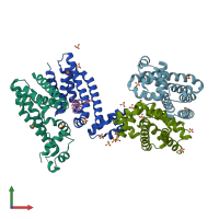 PDB entry 3br5 coloured by chain, front view.