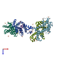 PDB entry 3br5 coloured by chain, top view.