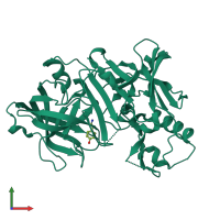 PDB entry 3bra coloured by chain, front view.