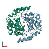PDB entry 3brc coloured by chain, front view.