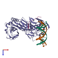 PDB entry 3brf coloured by chain, top view.