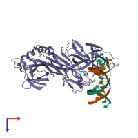 PDB entry 3brg coloured by chain, top view.