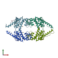 PDB entry 3brj coloured by chain, front view.