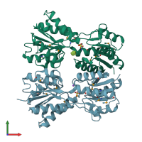 PDB entry 3brq coloured by chain, front view.