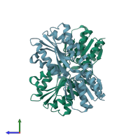 PDB entry 3brs coloured by chain, side view.