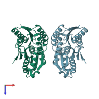 PDB entry 3brs coloured by chain, top view.