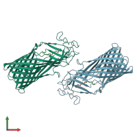 PDB entry 3bry coloured by chain, front view.