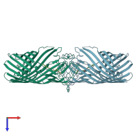 PDB entry 3bry coloured by chain, top view.