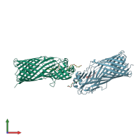 PDB entry 3bs0 coloured by chain, front view.