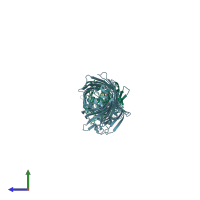 PDB entry 3bs0 coloured by chain, side view.
