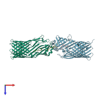 PDB entry 3bs0 coloured by chain, top view.