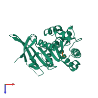 PDB entry 3bs4 coloured by chain, top view.