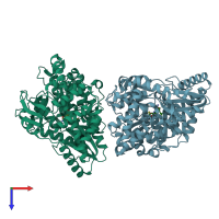 PDB entry 3bsa coloured by chain, top view.