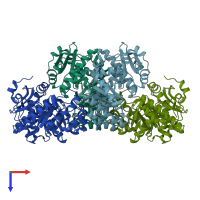 PDB entry 3bsm coloured by chain, top view.