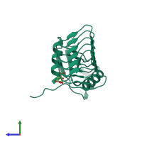 PDB entry 3bsw coloured by chain, side view.