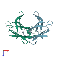 PDB entry 3bt0 coloured by chain, top view.