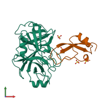 PDB entry 3btm coloured by chain, front view.